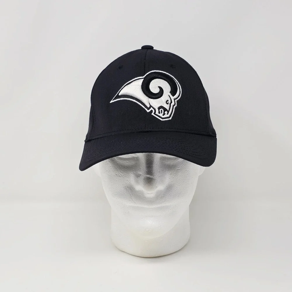Rebook Los‎ Angeles Rams NFL Hat Cap Flex Fit Onfield Black White Logo OSFM